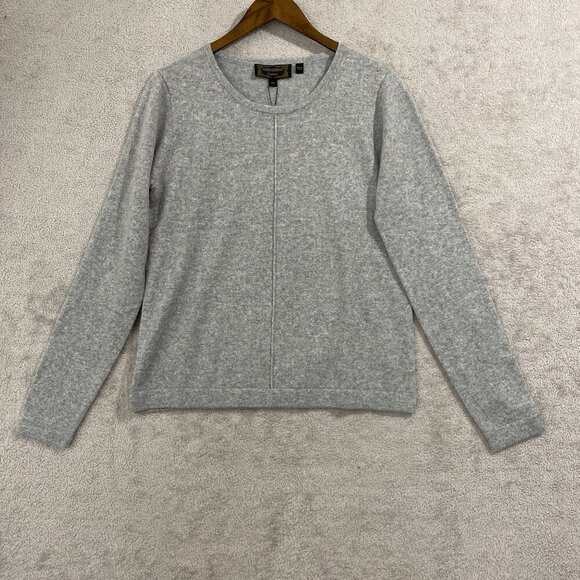 NEW Mario Serrani Womens M Gray Cashmere Sweater Long Sleeve Crewneck Soft - Picture 2 of 9